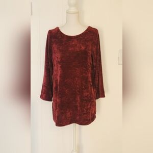 J. Jill Rich Maroon Chemille Long Sleeve Top